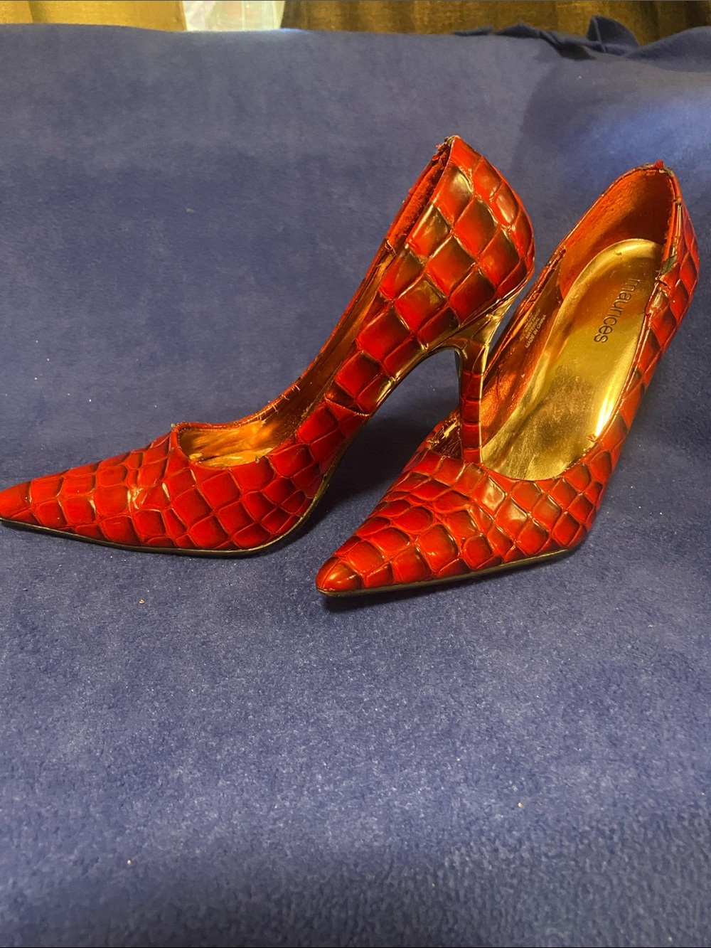 Maurices Red Textured Pointed-Toe Stiletto Heels